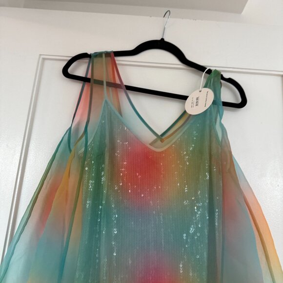 NWT Staud Samantha Organza Maxi Dress Multicolor Sheer Sleeveless V-Neck Small - Picture 7 of 10